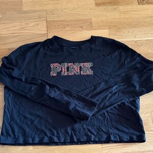 PINK Victoria's Secret Black Sweatshirt with Red Logo